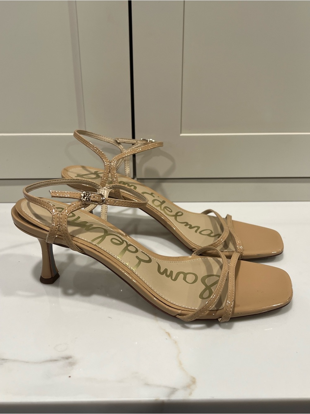 Sam Edelman Nude Patent Presley Heeled Sandals